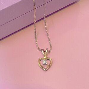 💛 Vintage 14k Gold Filled Mini Heart Diamond Necklace